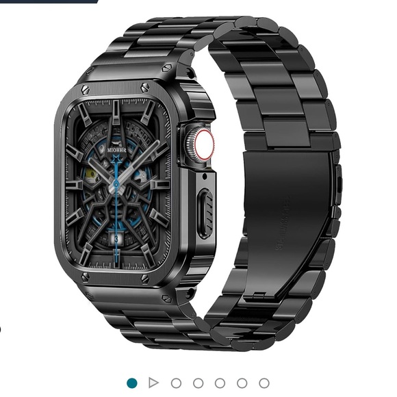 MioHHR Stainless Steel Watch Band with Case Apple Watch Bands 44/45mm MioHHR Black Metal Band for Apple Watch 41&frasl;40&frasl;38mm, Stainless
